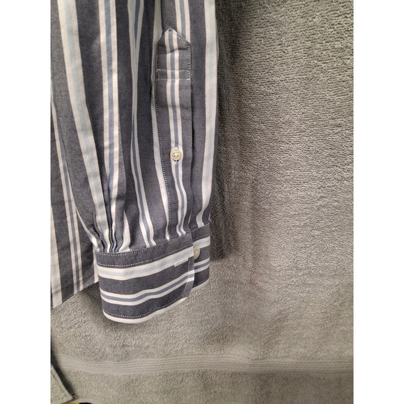 Brooks Brothers 1818 Regent Shirt XXL Blue White Striped Non-Iron Cotton Mens - Picture 9 of 11